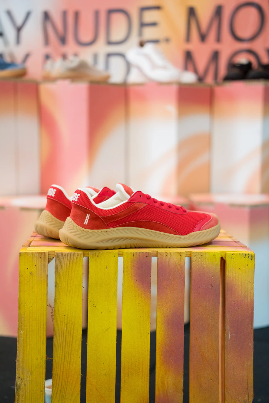 Pair of Nude Foot barefoot sneakers Red Hot Chili Peperoni, side view, wide toe box design