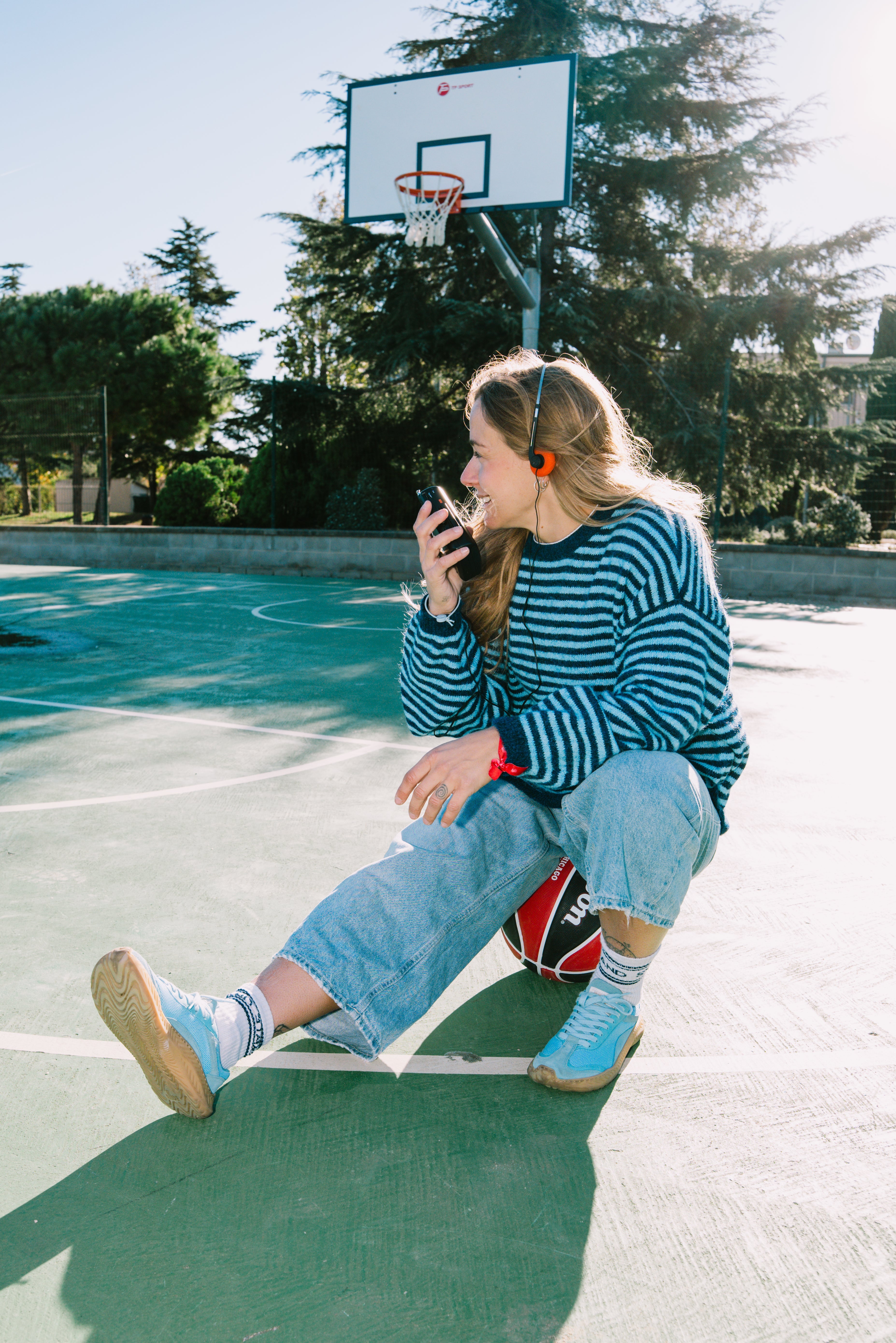 Outdoor basketball court, urban training setting for barefoot shoes