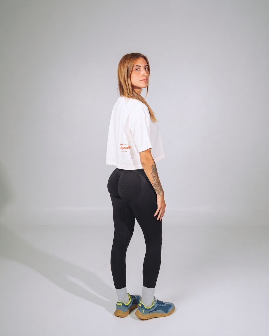 Barefoot sneaker Nude Blue Fluoro Fighters back view lifestyle shot