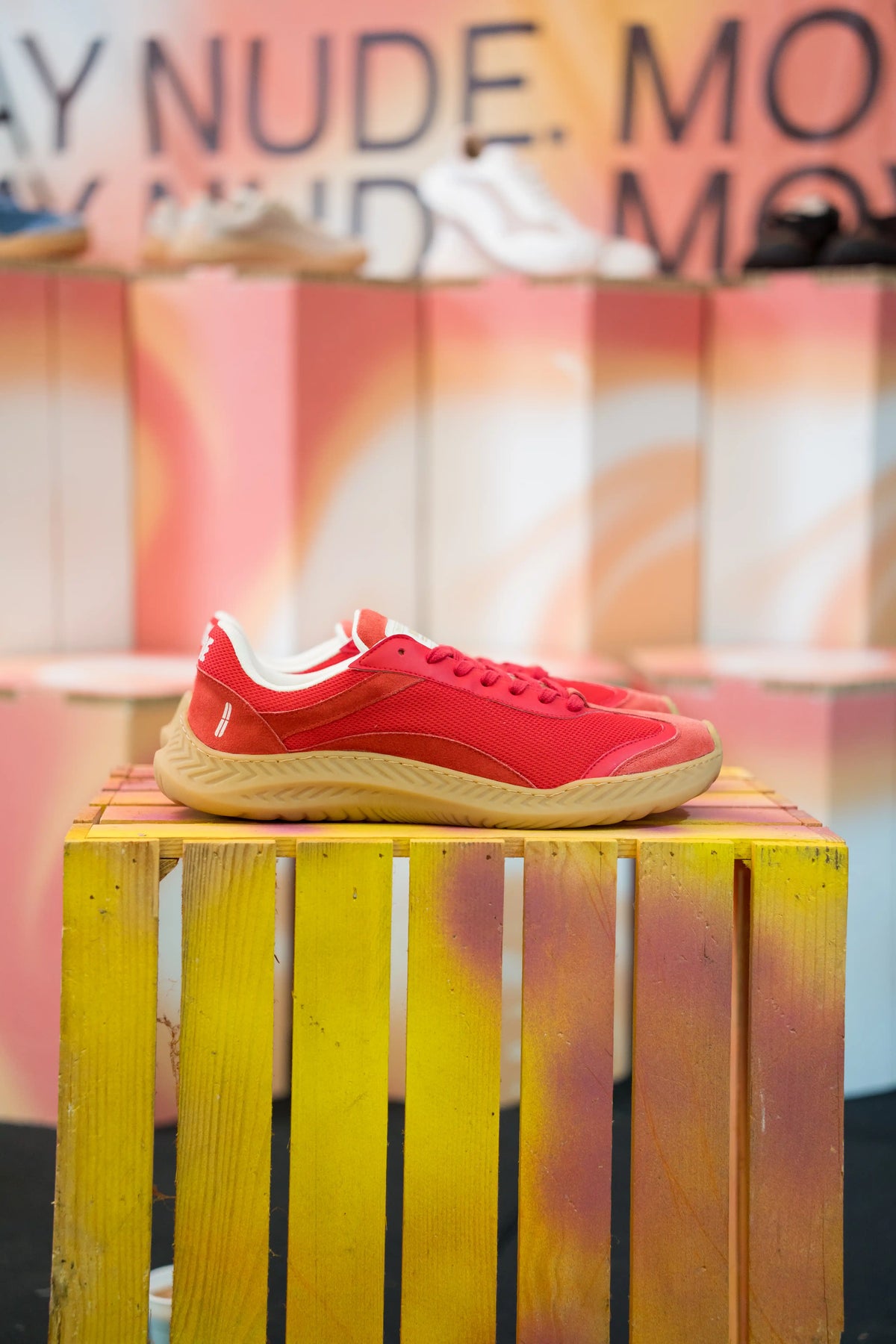 Barefoot sneaker Nude Red Hot Chili Peperoni - side profile view, flexible zero-drop sole