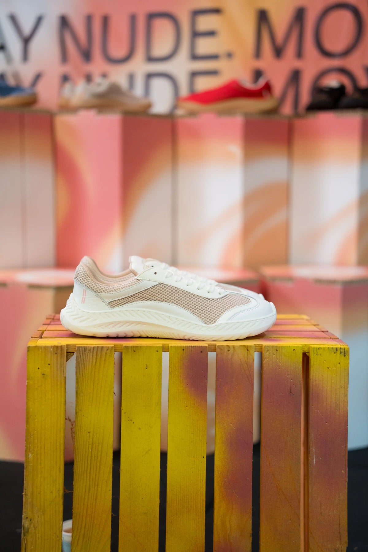 Barefoot sneaker Nude Pure White - side profile view, flexible zero-drop sole
