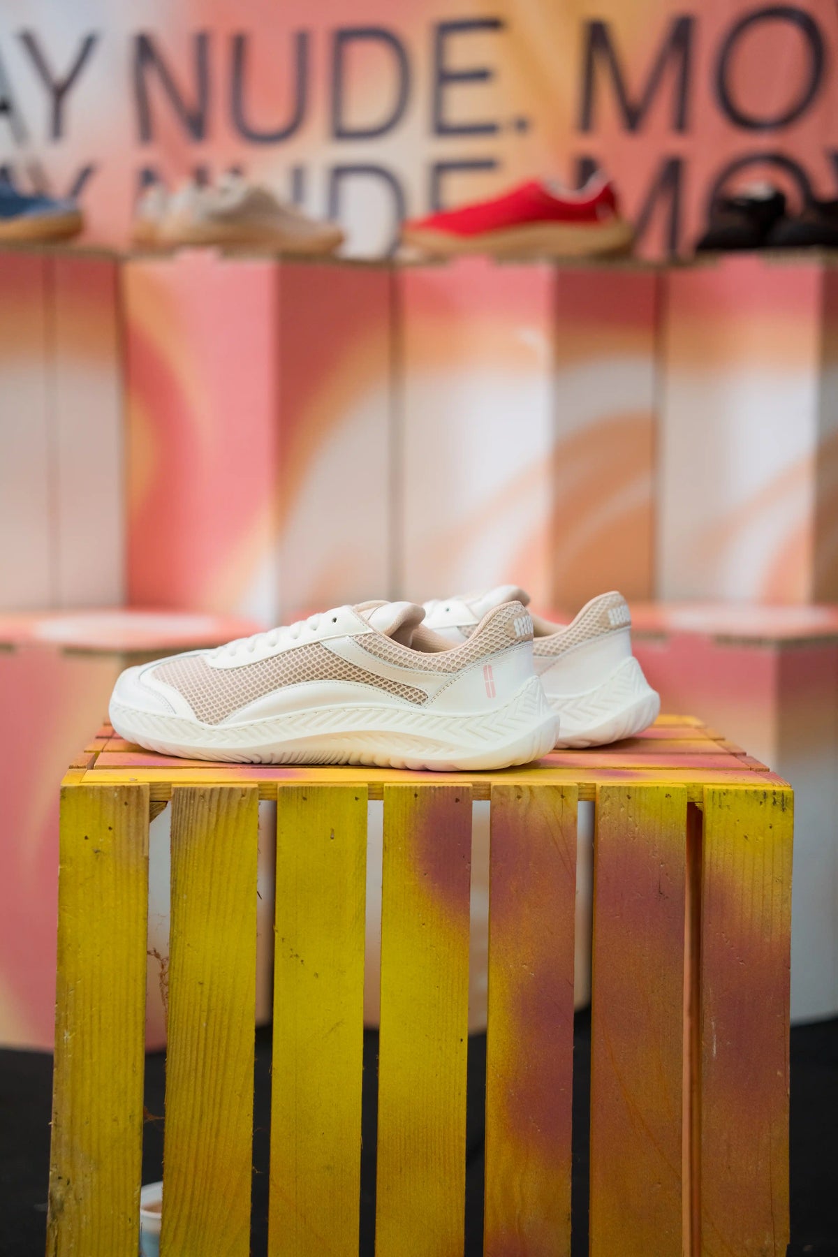 Single barefoot sneaker side view - minimalist zero-drop design in white mesh